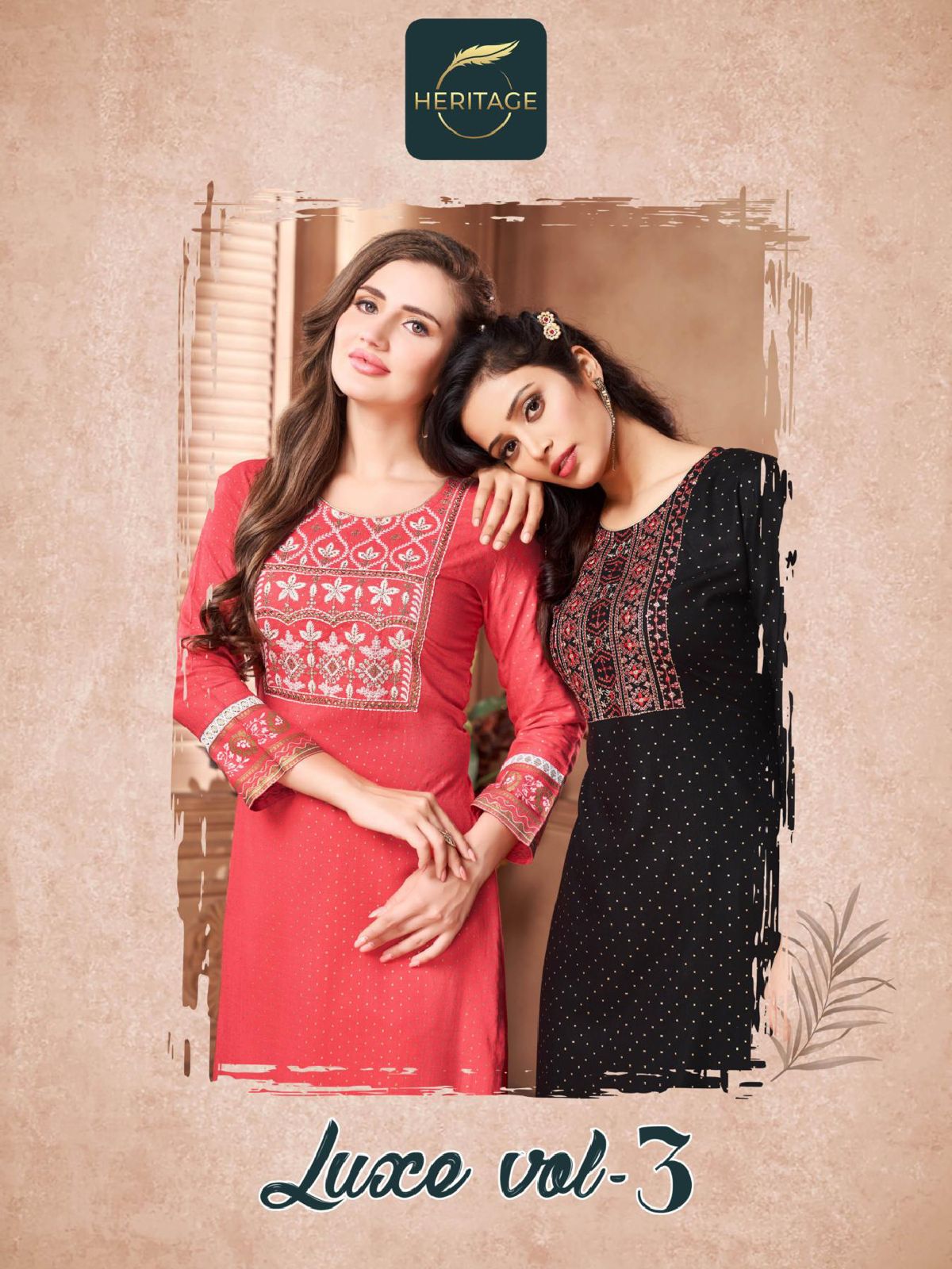 Heritage Luxe 3 Designer Printed Wholesale Kurti With Bottom
